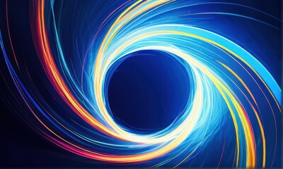 Fototapeta premium Abstract Swirling Light Vortex Blue, Orange, and Yellow Energy Burst