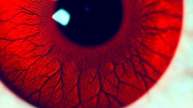 Close-up view of eye's vascular system