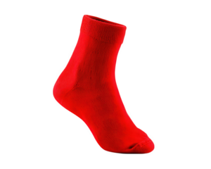 Red sock isolated on transparency background cotton fabric ankle length single object vibrant color casual style comfortable soft texture fashion accessory unisex