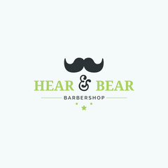Vintage Barbershop Logo Design Featuring Moustache Icon and Classic Green Typography