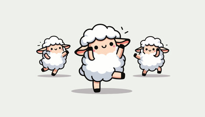 vector set of dancing sheep