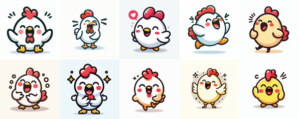 Obraz premium vector set of chicks with various expressions