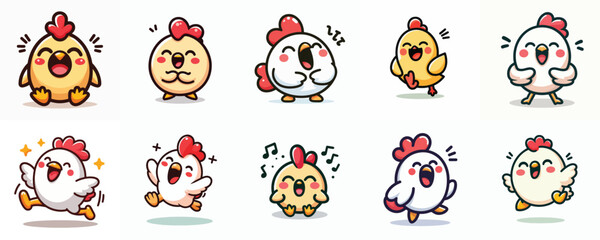 Obraz premium vector set of chicks with various expressions