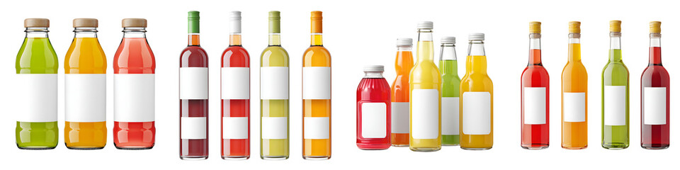 An assortment of various bottles of alcoholic and non alcoholic beverages  long title A diverse collection of wine bottles liquor bottles and other