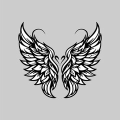 Elegant Black and White Wing Silhouette