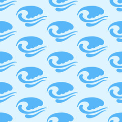 Blue Ocean Waves Seamless Pattern Sea Ornament