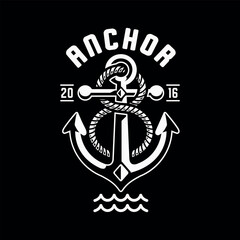 minimal and pectoral Logo design for a sea food restaurant template, Modern and unique Black and white boat anchor icon with sea waves with number eight in middle 
