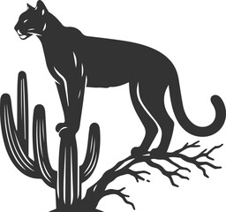 Wild animal cougar vector illustration silhouette
