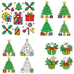 Christmas Icons set vector illustration isolated on white background.