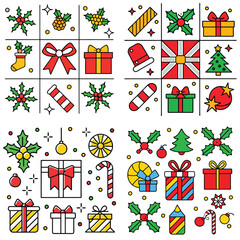 Christmas Icons set vector illustration isolated on white background.