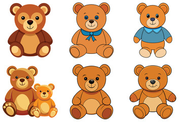 Teddy bears vector illustration isolated on white background.