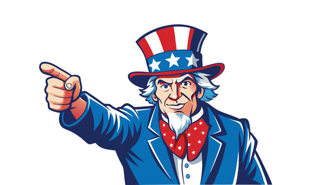 Uncle sam pointing patriotic illustration