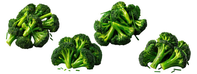 Fresh Broccoli Florets isolated on transparent background