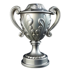 Fototapeta premium Ornate silver trophy cup isolated on transparent background