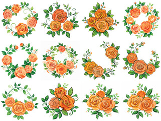 Roses silhouette vector illustration isolated on white background.