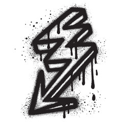 Spray Painted Graffiti lightning Sprayed isolated with a white background.