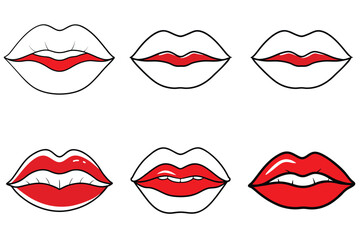 Red lips vector illustration isolated on white background.