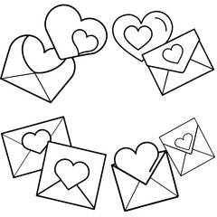 Love letter outline vector illustration isolated on white background.