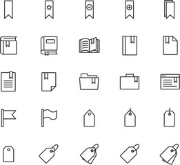 Bookmark and Tag Line Icons Set