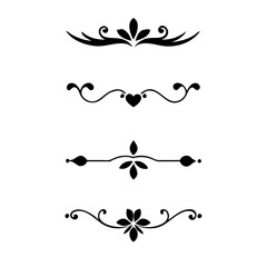 text dividers doodle set. Wedding decorative elements. Divider ornament, borders, floral, vintage line separators. Hand drawn vector illustration isolated on white background. Set page dividers.
