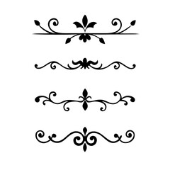 text dividers doodle set. Wedding decorative elements. Divider ornament, borders, floral, vintage line separators. Hand drawn vector illustration isolated on white background. Set page dividers.
