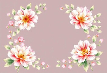 Fototapeta premium Elegant watercolor chrysanthemum wedding stationery set, featuring blooming flowers and delicate leaves, bloom, background