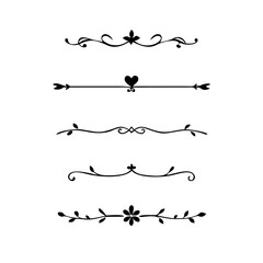 text dividers doodle set. Wedding decorative elements. Divider ornament, borders, floral, vintage line separators. Hand drawn vector illustration isolated on white background. Set page dividers.
