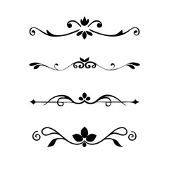 text dividers doodle set. Wedding decorative elements. Divider ornament, borders, floral, vintage line separators. Hand drawn vector illustration isolated on white background. Set page dividers.
