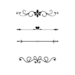 text dividers doodle set. Wedding decorative elements. Divider ornament, borders, floral, vintage line separators. Hand drawn vector illustration isolated on white background. Set page dividers.
