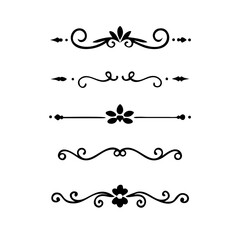 text dividers doodle set. Wedding decorative elements. Divider ornament, borders, floral, vintage line separators. Hand drawn vector illustration isolated on white background. Set page dividers.
