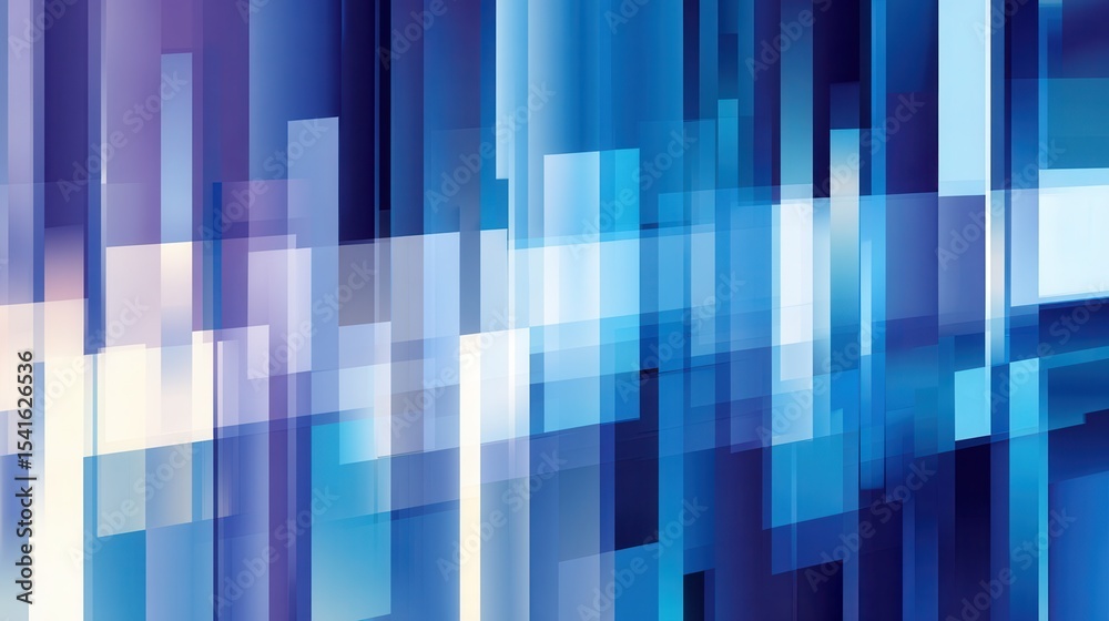 Poster abstract blue and white geometric patterns creating a dynamic visual effect in a modern design