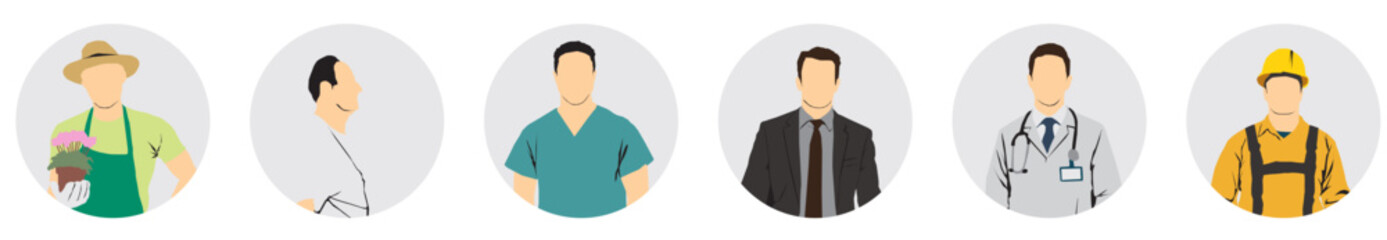 profile users of different occupation people avatar