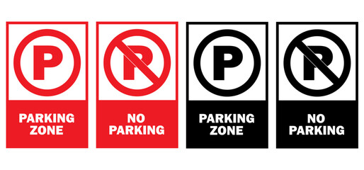 Parking and No parking icon sign in white background . No parking Vector icon set. Parking prohibition. Prohibition road signs set. Vector illustrator, symbol.