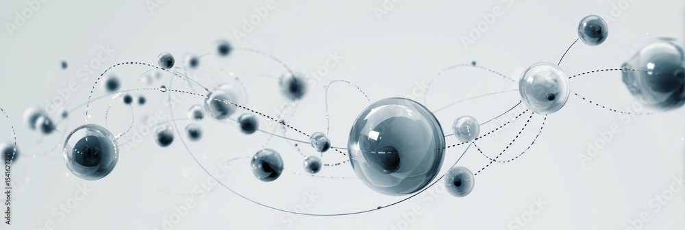 Poster Floating Bubbles Connected by Curved Dotted Lines Create an Intricate Network of Care Illustrating Interconnectedness and Support