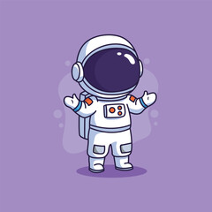 Obraz premium Cute Astronaut with Open Arms in Space