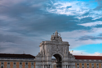 Obraz premium Triumphal Arch on Rua Augusta in Lisbon, Portugal