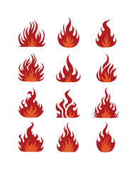 fire icons set,red fire icon collection,editable vector 