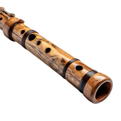 Naklejka premium Close-up of a handcrafted wooden flute.