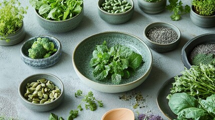 Plant-based foods and eco-friendly products are visually represented in fresh, 