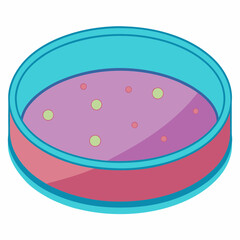 An illustration of a petri dish culture with pink and green colonies