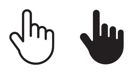 Simple Hand Cursor Icons White Black Line Art Graphic Design Element