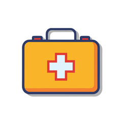 Simple Cartoon First Aid Kit Illustration on a white background