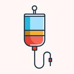 Stylized Vector Illustration of an Intravenous Drip Bag with Medical Solution