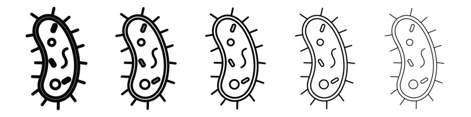 Bacteria icon logo in stroke lines collection