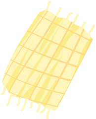 Warm-toned tiker (woven mat) in kawaii style with soft texture. Vector format ideal for cultural projects, interior decor, or graphic design use. Editable and scalable