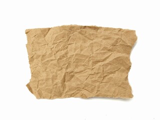 Blank crumpled brown paper isolated on white background 