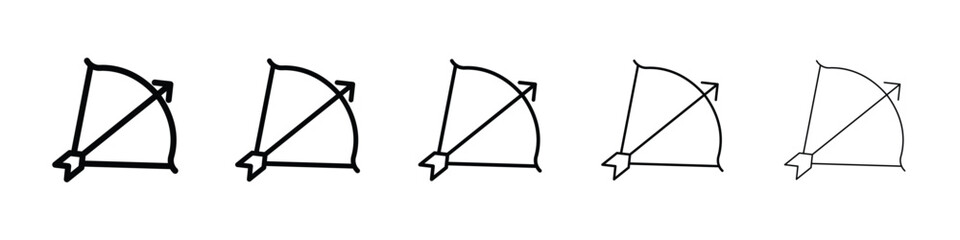 Bow arrow icon logo in stroke lines collection