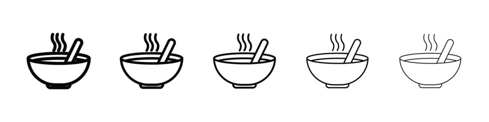 Bowl of soup icon logo in stroke lines collection