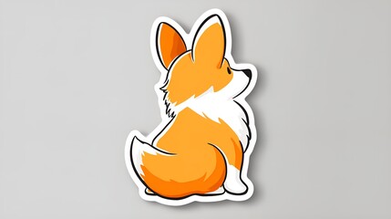 Fototapeta premium Corgi Back View Sticker, Vector Cartoon with White Border and Die-Cut Template on White Background, Precision Cut for Handcraft Embellishment, Educational Activities and Custom Designs