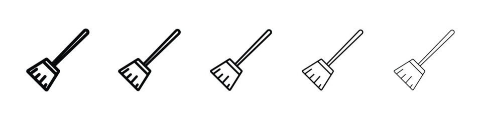 Broom icon logo in stroke lines collection